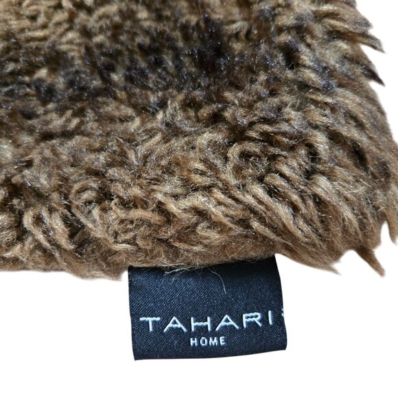 Tahari Home Faux Fur Throw Blanket 50x60 Dark Brown Tan Stripped - Picture 2 of 6